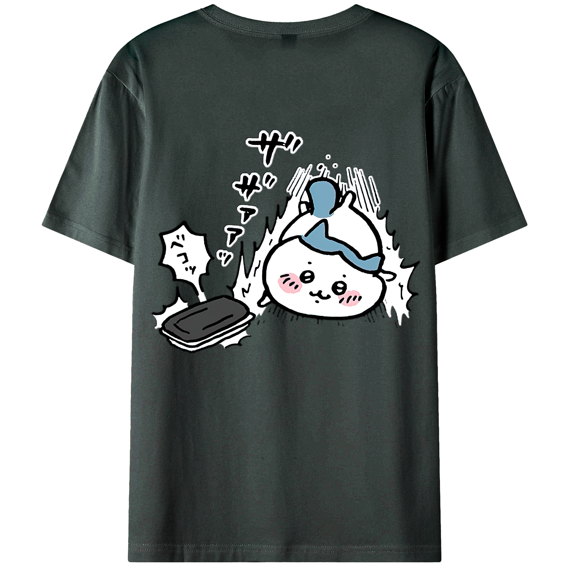 （画像用） ちいかわ ハチワレ Chii-kawa hachiware 綿100％ メンズ半袖Tシャツ（バックプリント） 通気性